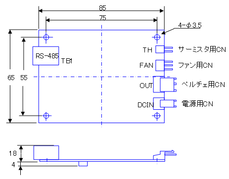 温度コントローラVEC-40外形図