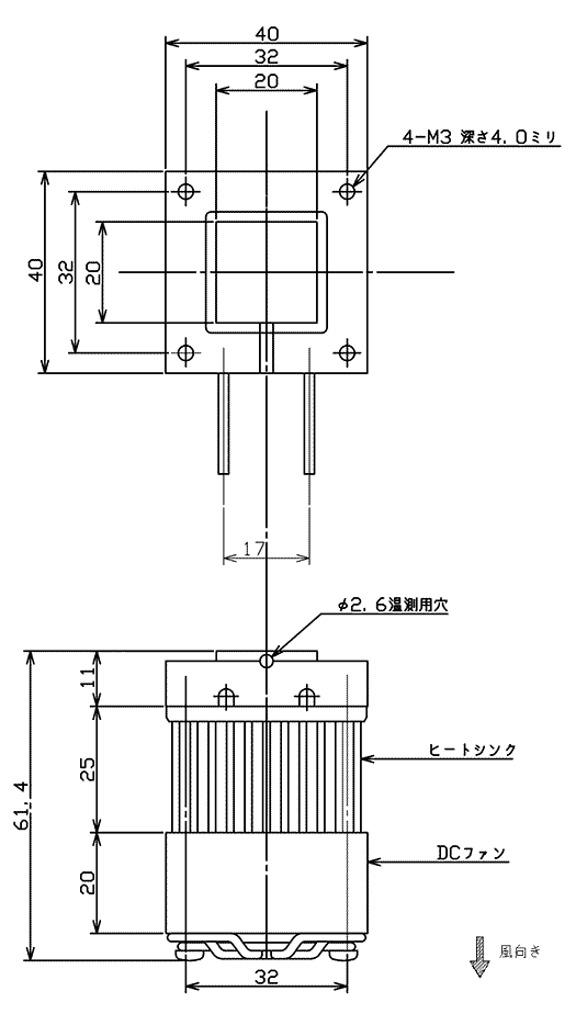 電子冷却ユニットSLVPU-20T外形図